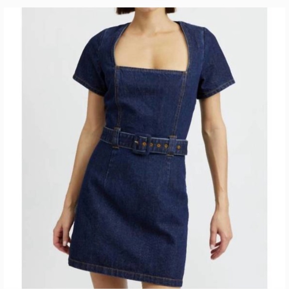 NEW EN SAISON june mini dress in indigo denim - Picture 1 of 3